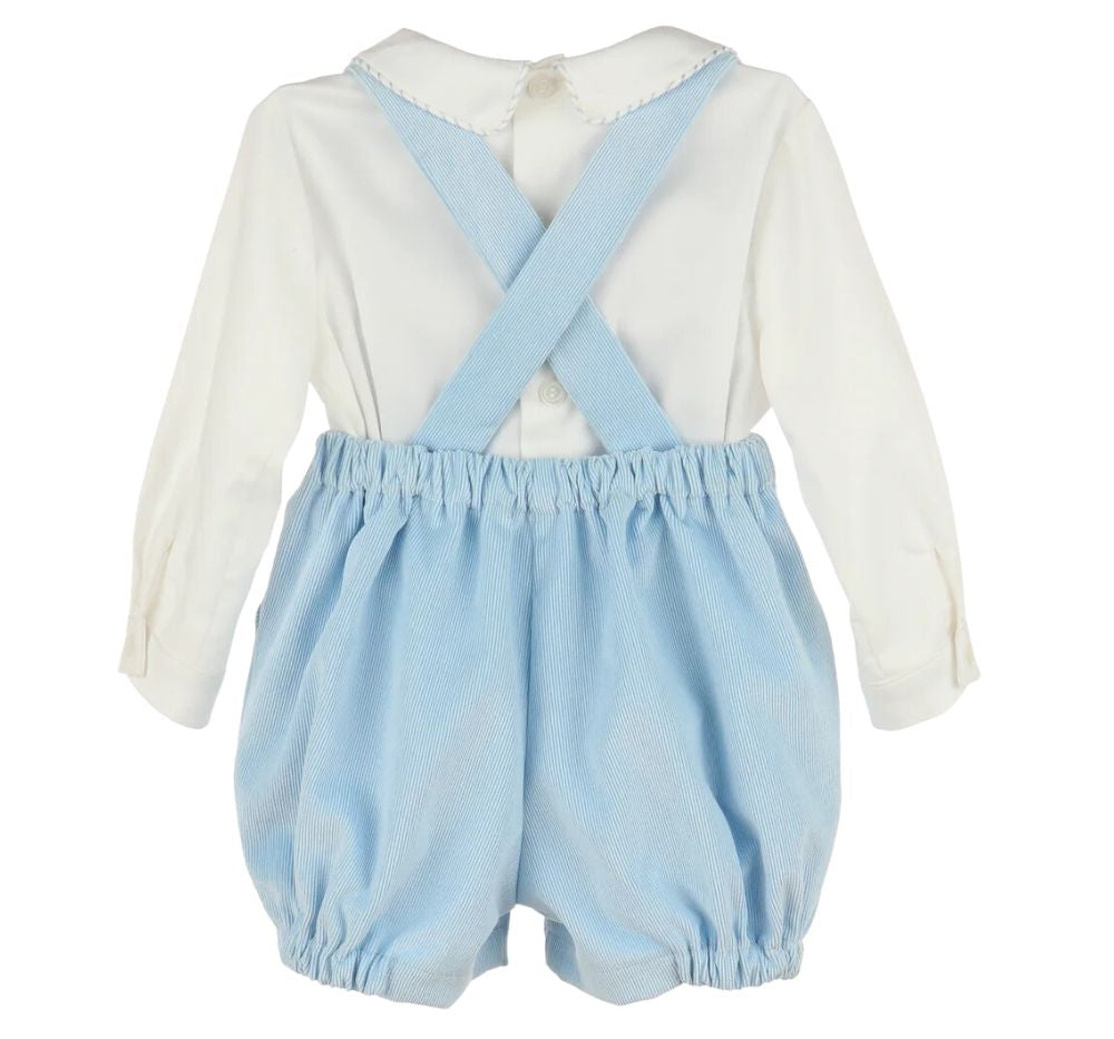 Suspenders Cord Broderie Shirt Blue