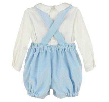 Suspenders Cord Broderie Shirt Blue