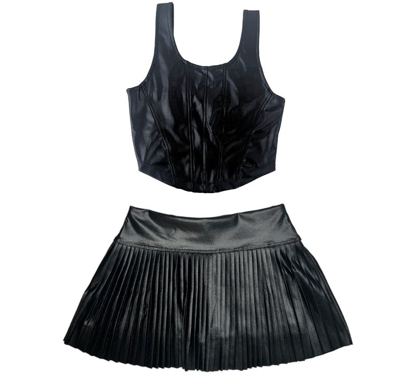 Top Y Skort Piel Negro