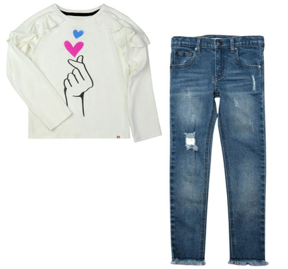 Tee White Sparkle & Jean Light Blue