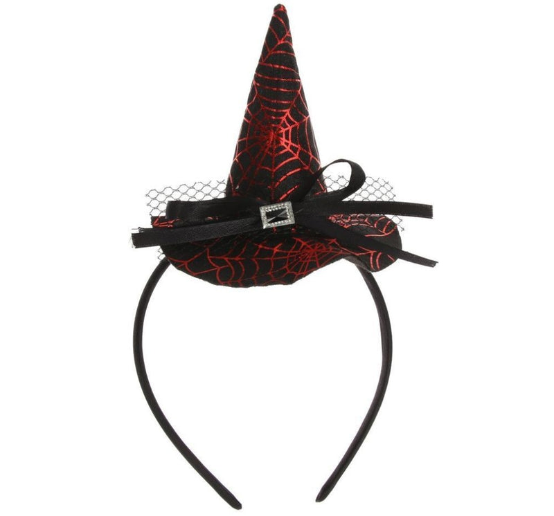 Diadema Sombrero Bruja Negra/Roja