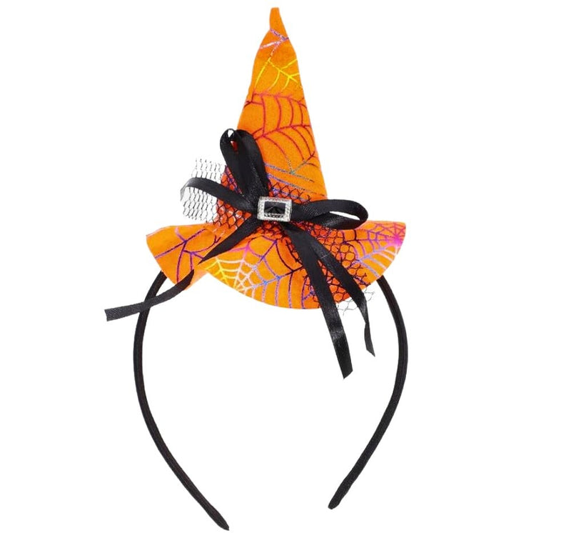 Diadema Sombrero Bruja Negra/Naranja