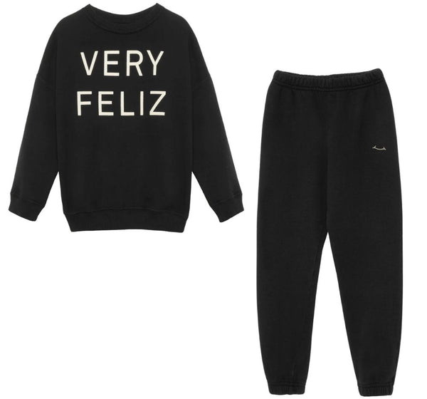 Sudadera Logo Very Feliz & Pants Negro