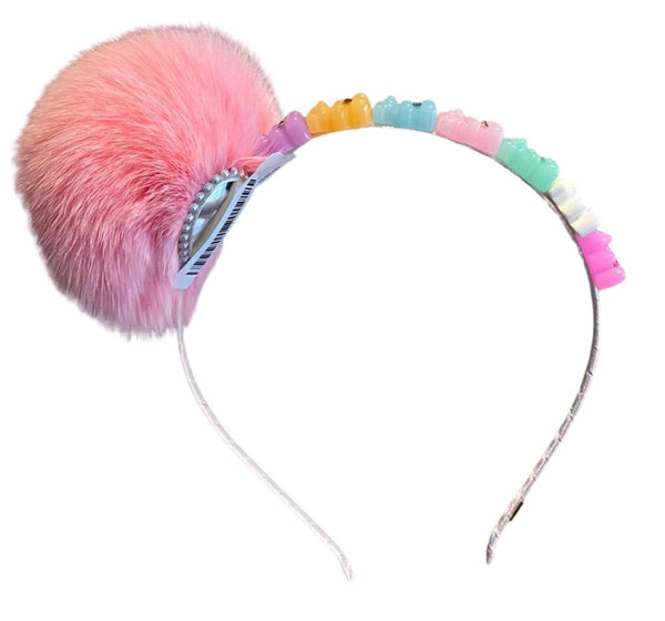 Gummy Bear Thin Headband With Fur Pastel