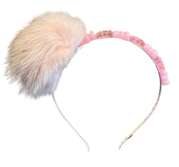 Gummy Bear Thin Headband With Fur Light Pink