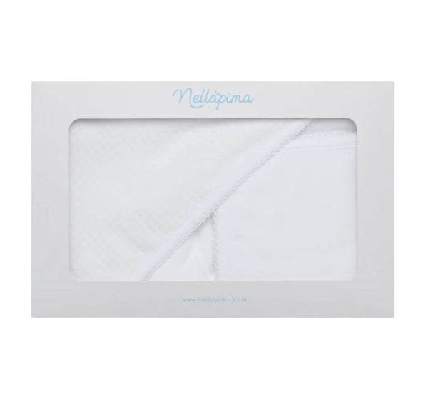 White Picot Trim White Towel