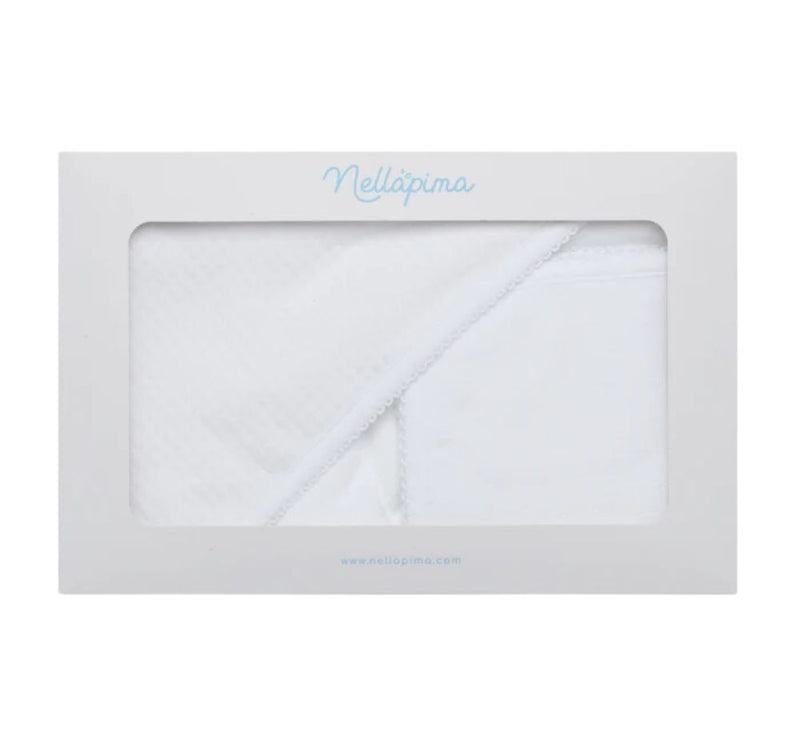 White Picot Trim White Towel