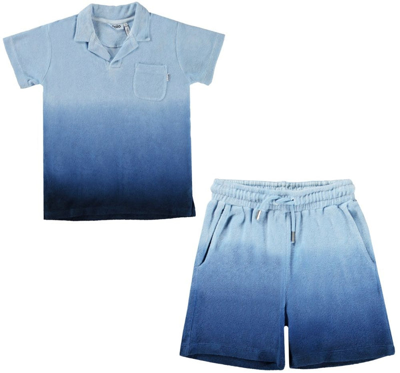 Playera Polo Y Shorts Tie Dye Shades Of Blue