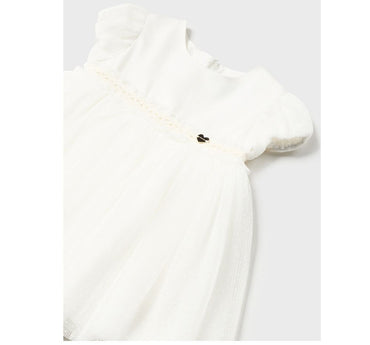 Vestido Tul Plisado Blanco