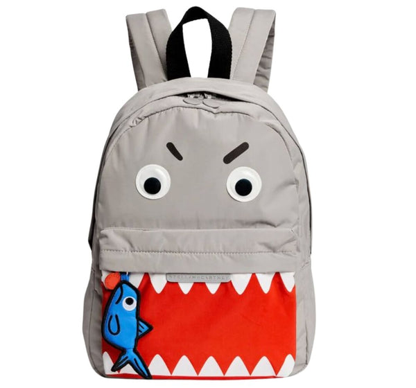 Backpack With Shark Face Print Grey