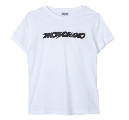 Mini Me Tee With Cosmic Txt Logo Print White