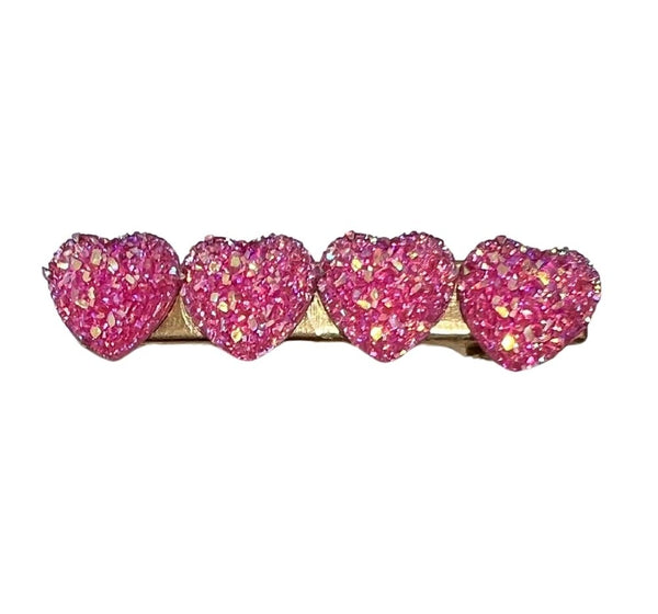 Clip Para Cabello Glitter Hearts Rosa