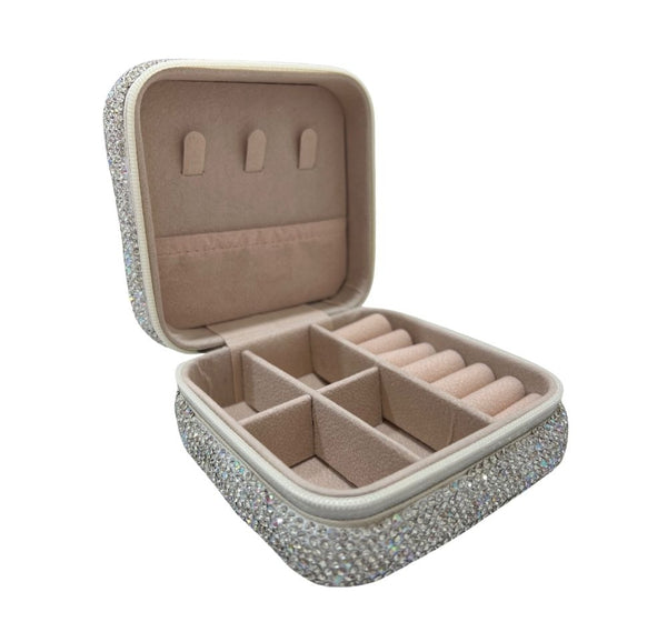 Fully Crystallized Small Jewelry Box Silver