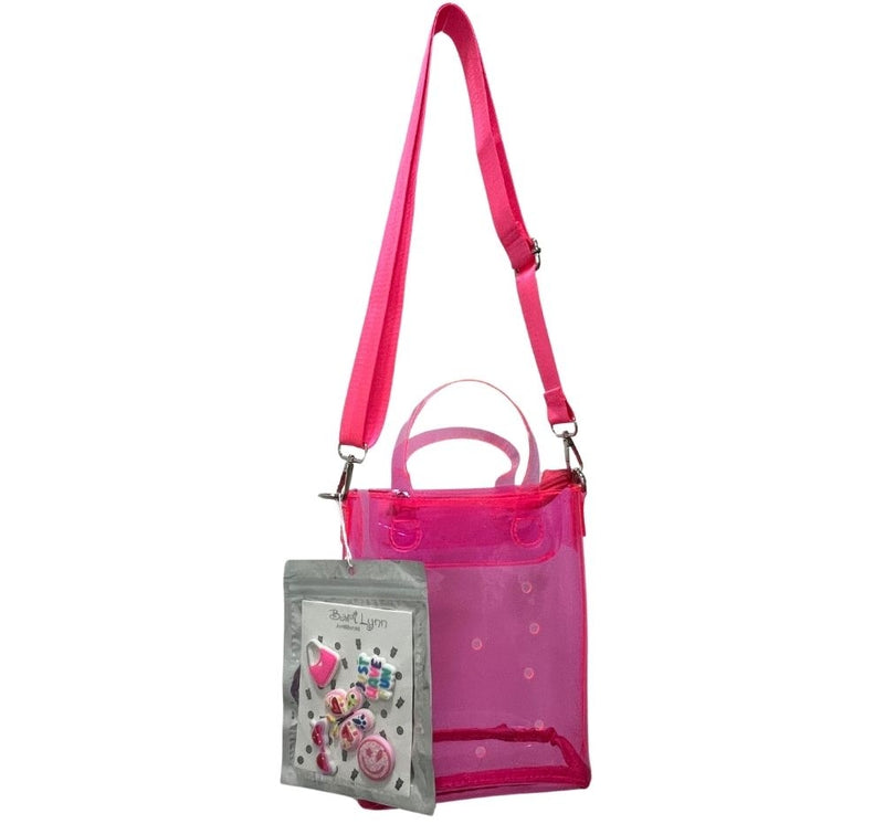 Clear Bag With Crossbody Strap & Charm Pack