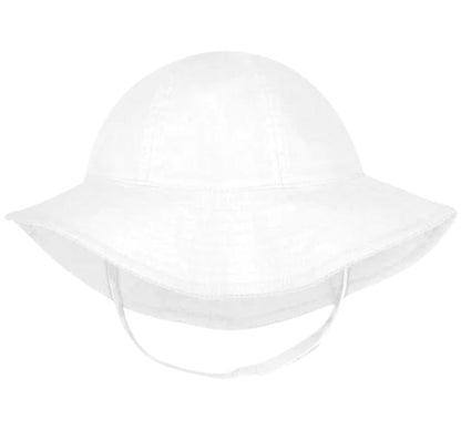 Reversible Girls Moonstitch Brim Hat White 6-12M