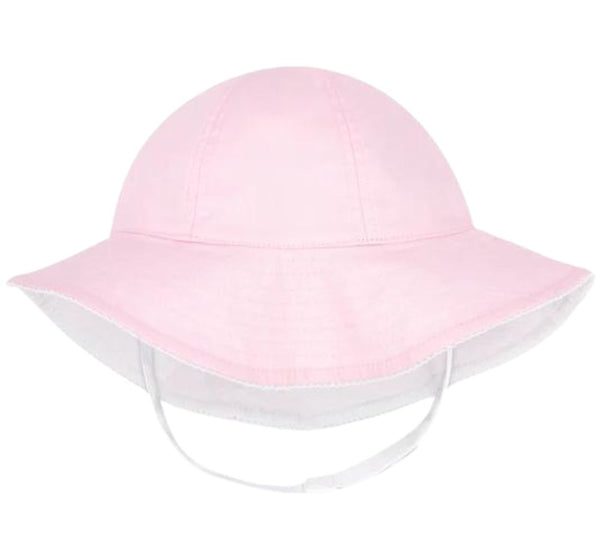 Reversible Girls Moonstitch Brim Hat Pink 12-24M