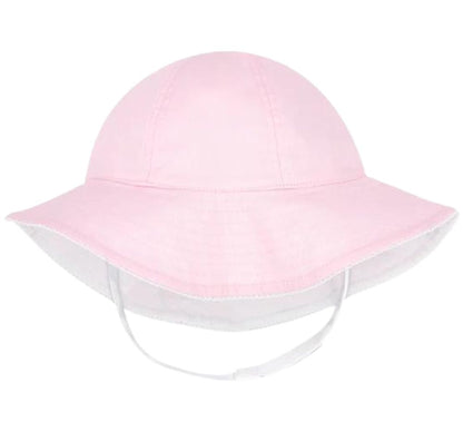 Reversible Girls Moonstitch Brim Hat Pink 6-12M