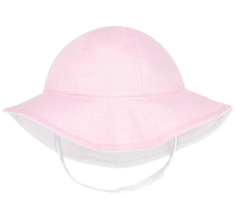 Reversible Girls Moonstitch Brim Hat Pink 6-12M