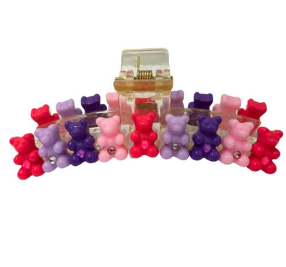 Gummy Bear Claw Clip With Stones Fu,Li,Pr, Lt.Pk