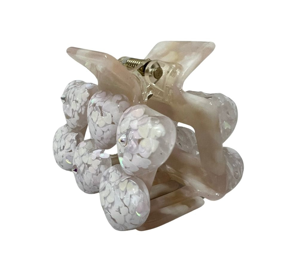 Crystallized Medium Sized Confetti Heart Claw Clip Marble