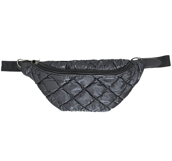 Quilted Puffy Waist Bag Silver