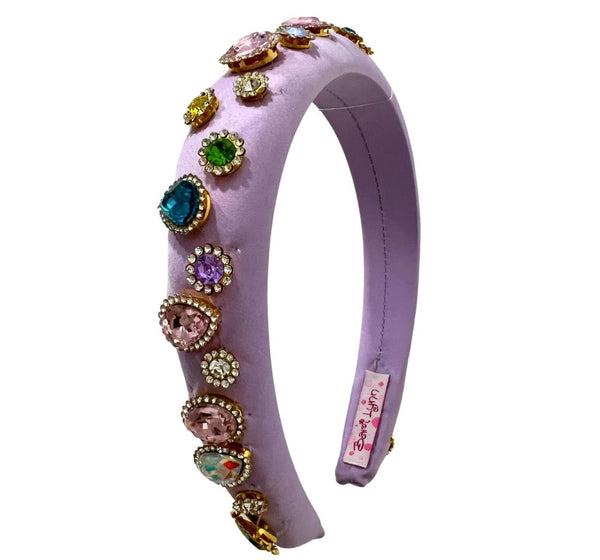 Sattin Puffy Jeweled Headband Lilac